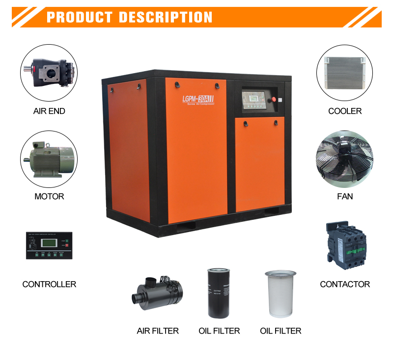 55kw Fixed speed screw air compressor(图1)